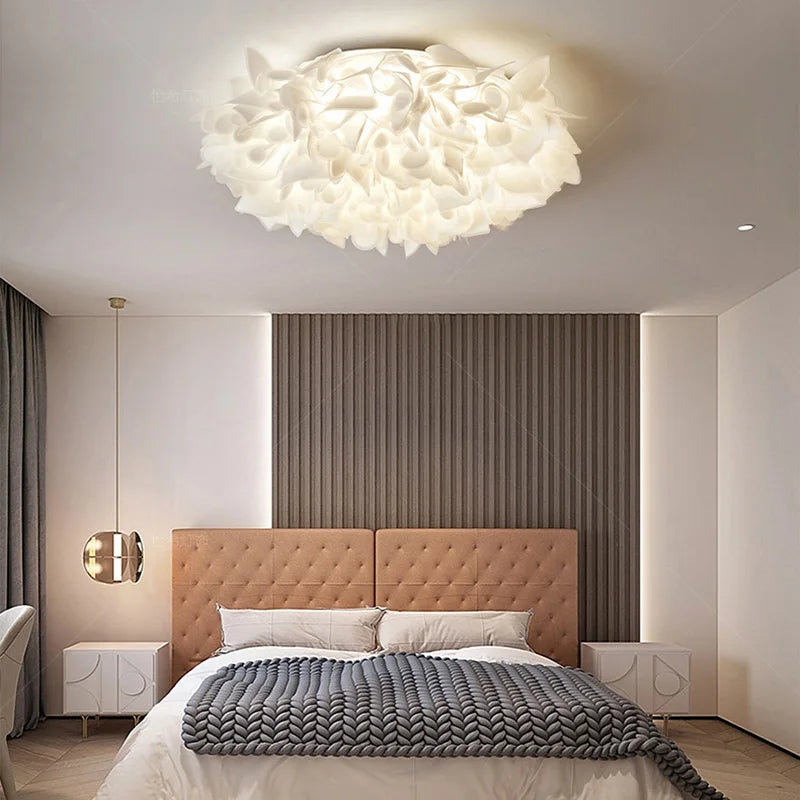plafonnier led fleur romantique dimmable avec télécommande pvc - vue 3 sur 12