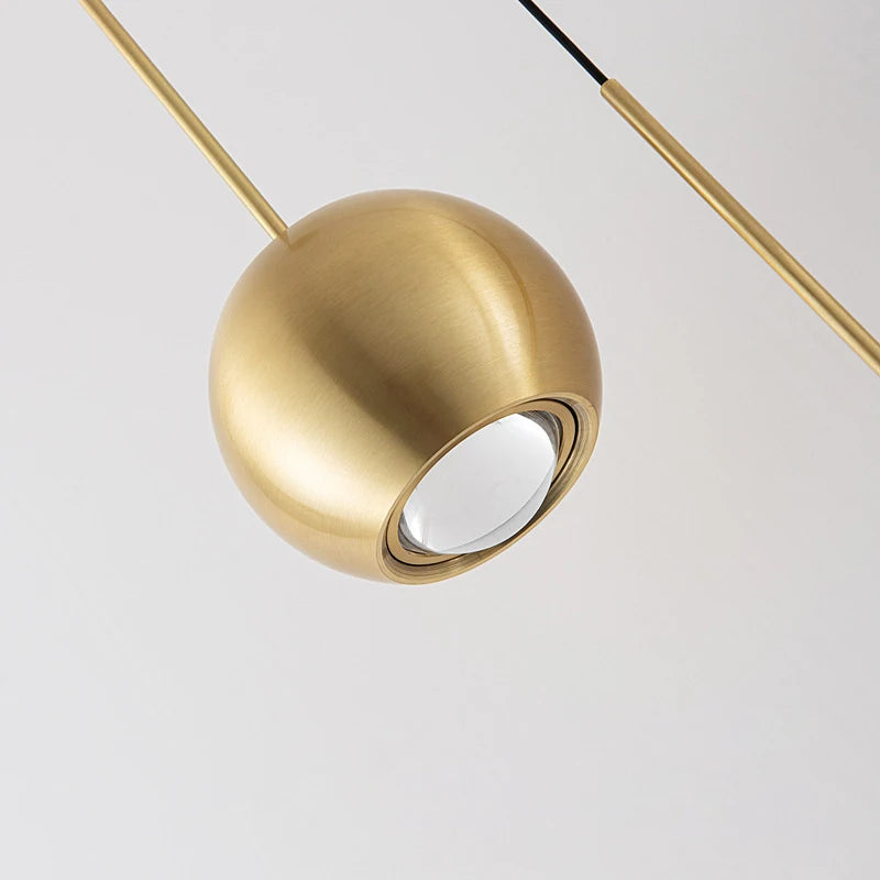 lustre en cuivre simple projecteur suspendu atmosphère lumineuse - vue 3 sur 8