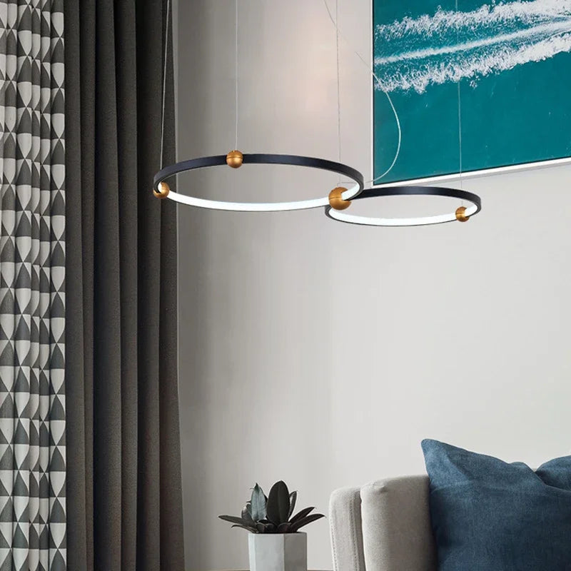 suspension à LED en anneau rond pour décoration moderne - vue 2 sur 8