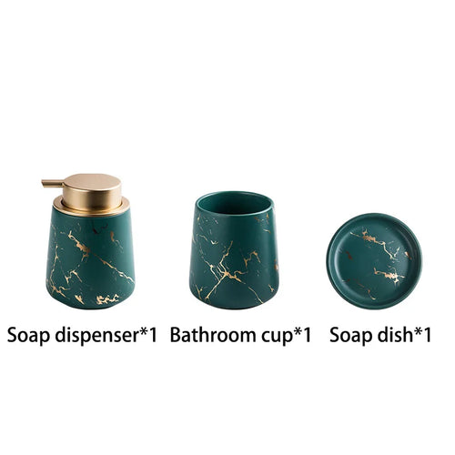 distributeur de savon en céramique et accessoires de bain complets - vue 14 sur 18