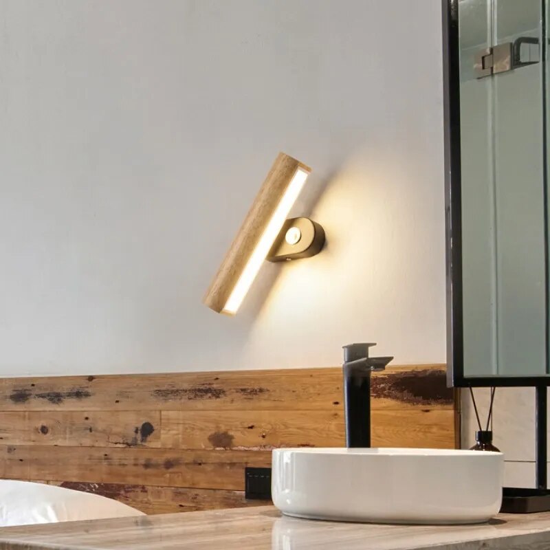Applique murale LED Rotatives en bois arrondi - vue 3 sur 8