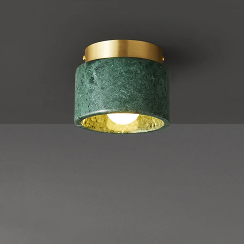 Spot rond en marbre nordique salon chambre décor marbre vert blanc pierre couloir allée lampe - vue 3 sur 6