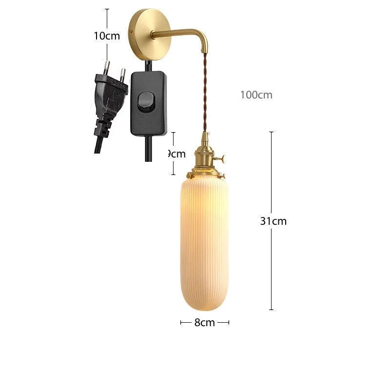 Applique murale dorée moderne céramique fil ajustable LED - vue 22 sur 23