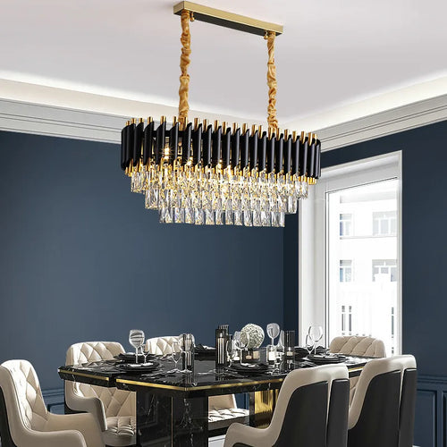 lustre moderne de luxe en cristal k9 led suspendu - vue 4 sur 12