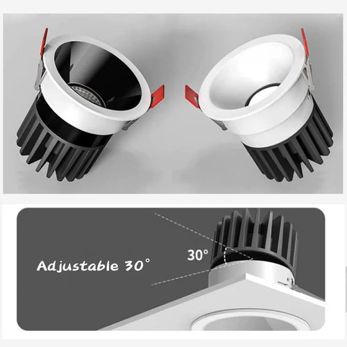 spot led encastré antireflet pour intérieur angle réglable en aluminium - vue 6 sur 18