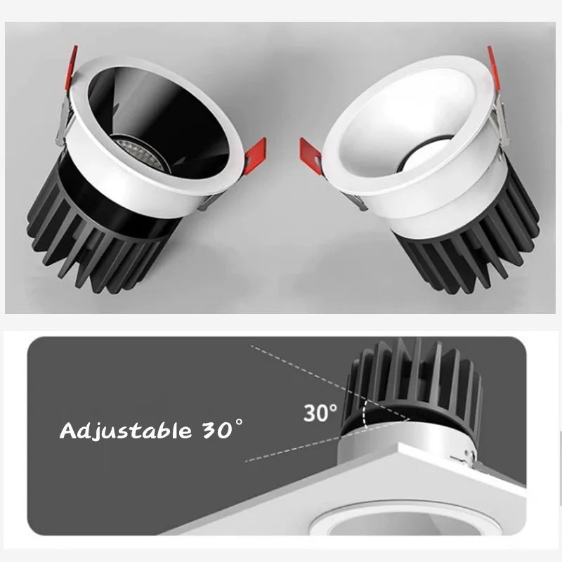 spot led encastré antireflet pour intérieur angle réglable en aluminium - vue 5 sur 18