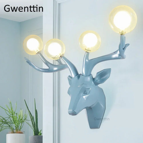applique murale moderne en résine bois de cerf à led - vue 2 sur 9