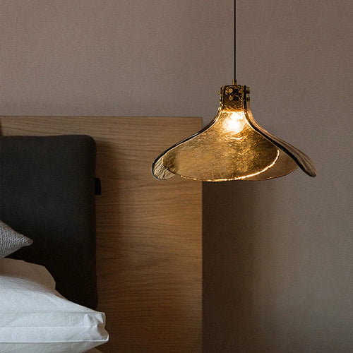 lustre rétro en verre led en forme de pétale pour loft - vue 3 sur 8