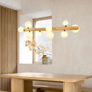 lustre moderne en bois et verre laiteux pour espaces contemporains