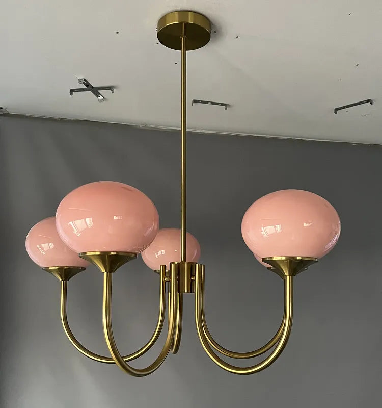 Lustre suspendu vintage en verre blanc - vue 6 sur 10