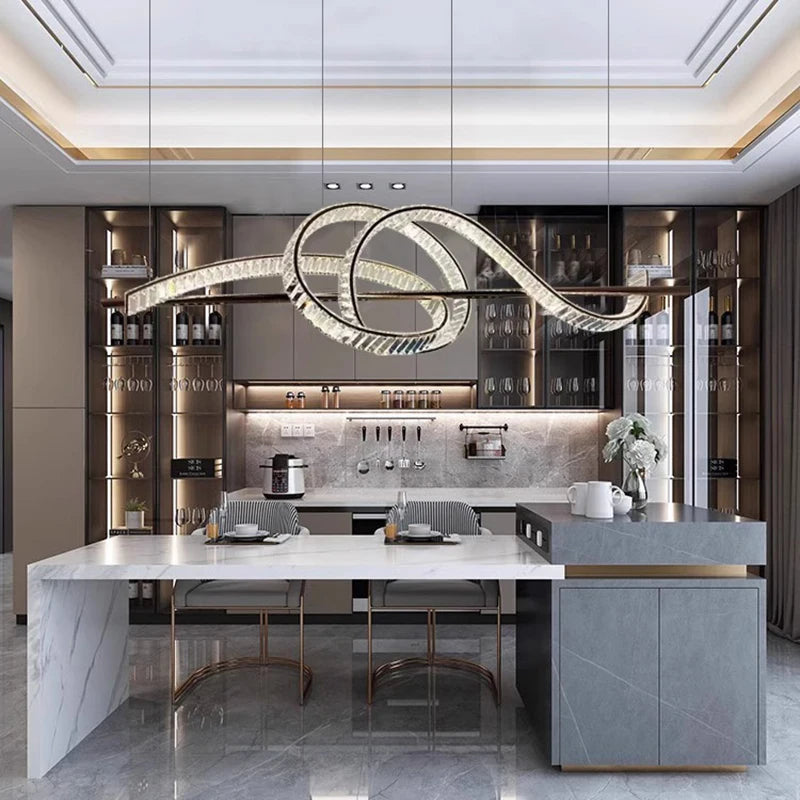 lustre moderne design cristal pour salle à manger éclairage intérieur - vue 6 sur 7