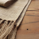 Chemin de table jute rustique avec pompons tresse