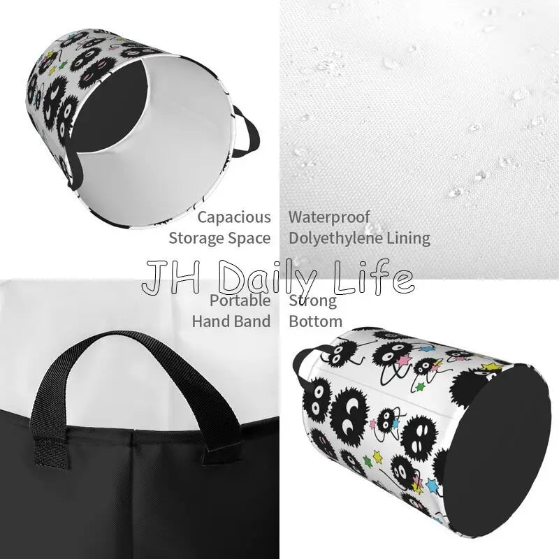 panier à linge pliable en tissu imperméable motif mignon pour vêtements et jouets - vue 4 sur 12