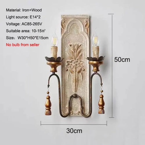 applique murale vintage en bois massif style américain et français - vue 3 sur 7