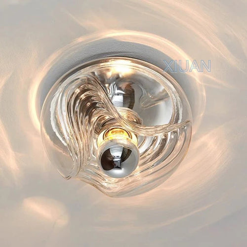 plafonnier bauhaus en verre avec ondulation led moderne - vue 2 sur 12