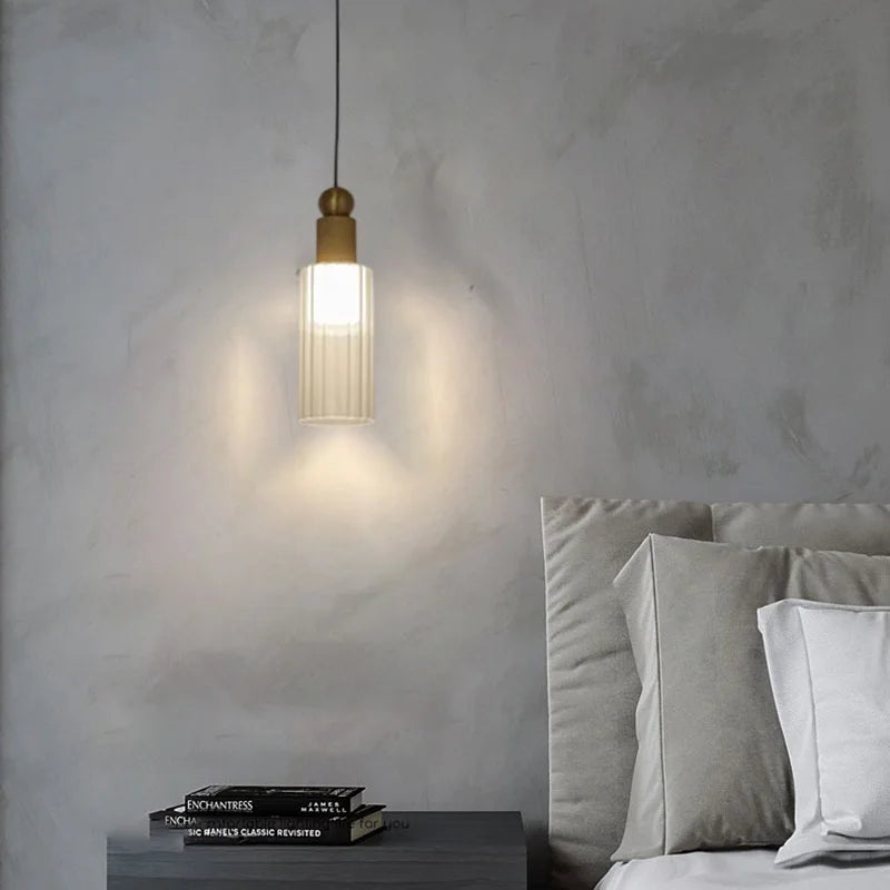 suspension moderne en verre et cuivre avec 3 cordons interchangeables - vue 4 sur 8