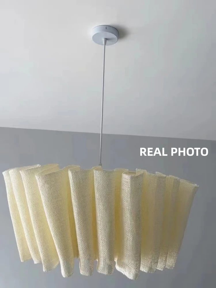 Nordique Vintage Wabi Sabi vent fait à la main tissu Led lustre B &amp; B éclairage intérieur salle à manger Bar chambre chevet suspension lumières - vue 6 sur 10
