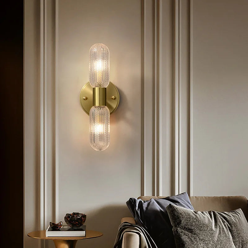 Simple All Copper Straight Glass Wall Lamp, Bathroom Mirror in Front of Light Luxury Living Room Balcony Bedroom LED Lighting - vue 2 sur 10