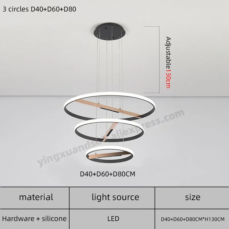 lustre moderne à anneau rond pour éclairage intérieur - vue 9 sur 11