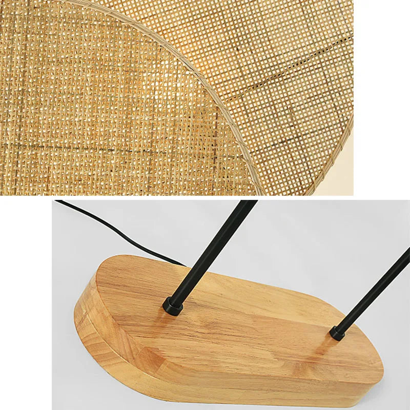lampadaire en rotin tissé style asiatique pour intérieur moderne - vue 5 sur 14