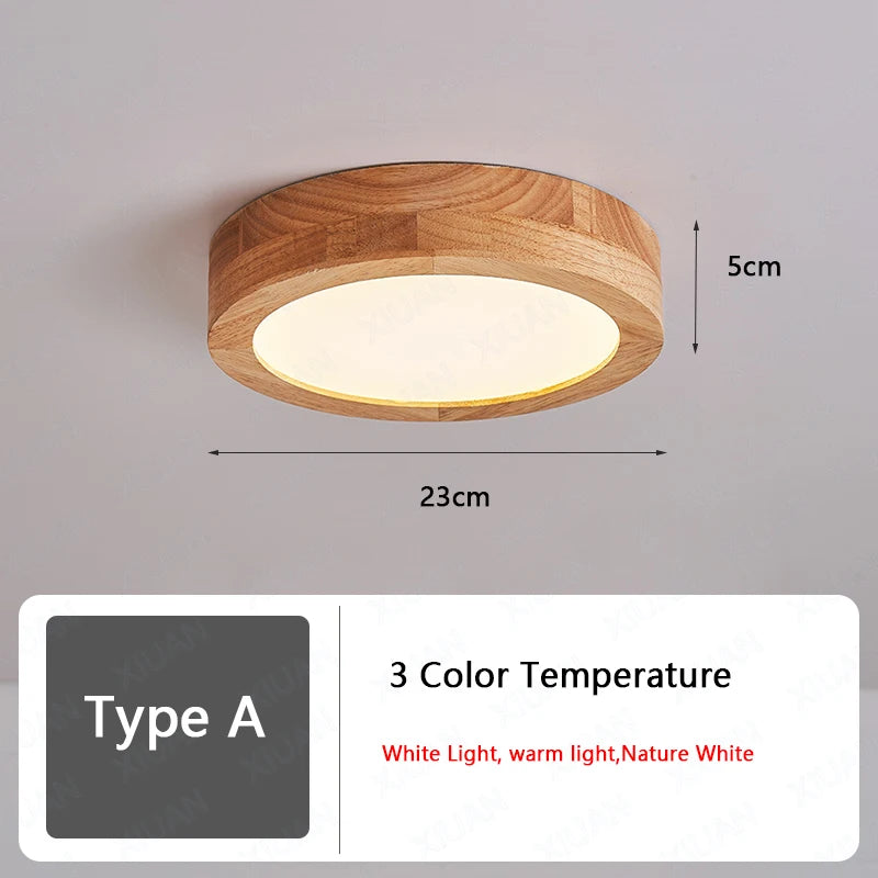plafonnier nordique en bois led avec 3 températures de lumière - vue 14 sur 14