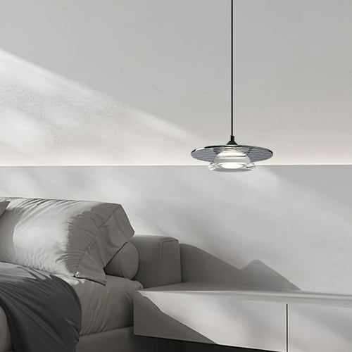 suspension led design moderne en verre et cuivre avec cordon réglable - vue 5 sur 9