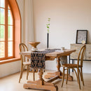 Chemin de table jacquard champetre motifs animaux pompons