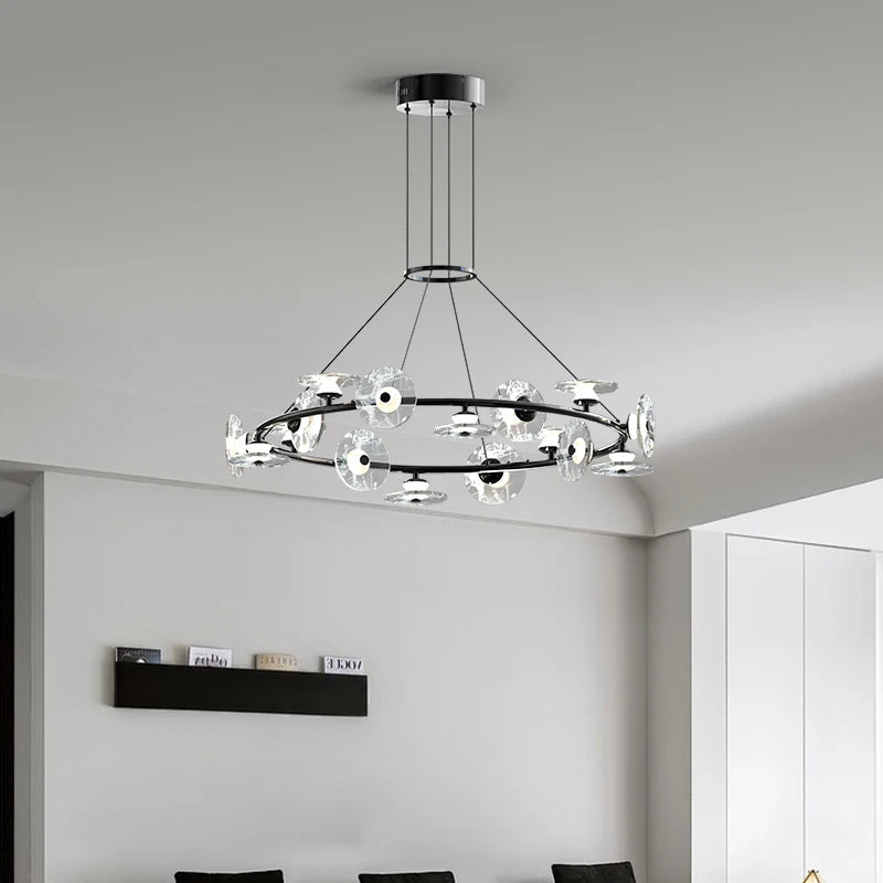 suspension moderne minimaliste en verre et éclairage led créatif - vue 5 sur 12