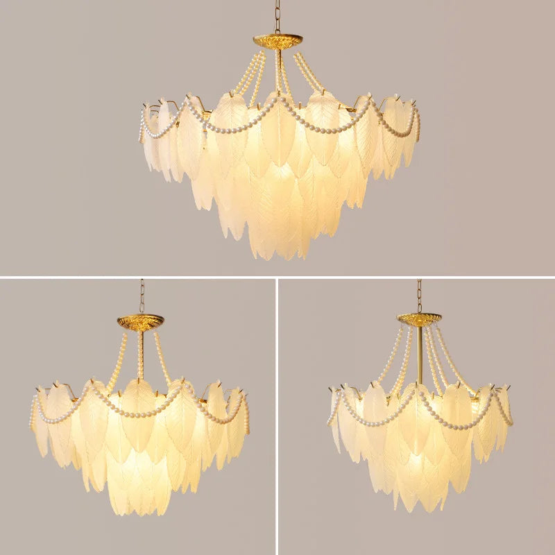 Modern luxury LED leaf dining room chandeliers Creative living room lights Bedroom, kitchen island decorative lighting fixtures - vue 1 sur 11