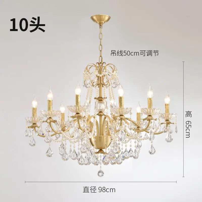 lustre moderne en or avec éclairage tube led et cristal - vue 7 sur 13