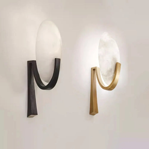 applique murale nordique en cuivre et marbre design moderne à led - vue 2 sur 8
