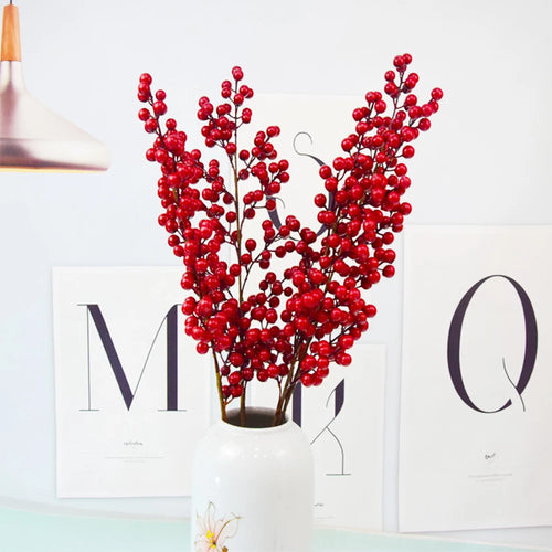 branche de fruits rouges artificiels pour décoration de Noël et récoltes - vue 2 sur 11