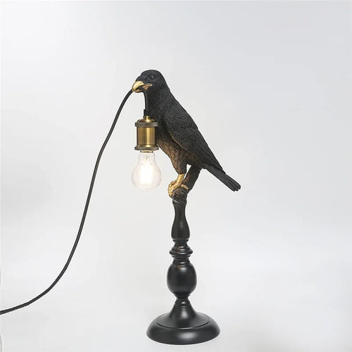 lampe de bureau en résine moderne forme d'oiseau avec bec doré - vue 2 sur 7