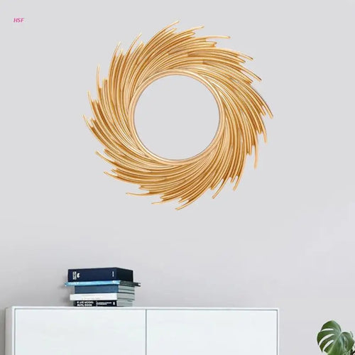 miroir décoratif en rotin en forme de soleil pour décoration intérieure - vue 2 sur 6