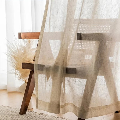 Voilage style lin translucide pour salon chambre fenêtre