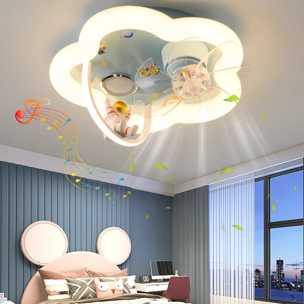 plafonnier led astronaute avec ventilateur et musique bluetooth - vue 1 sur 9