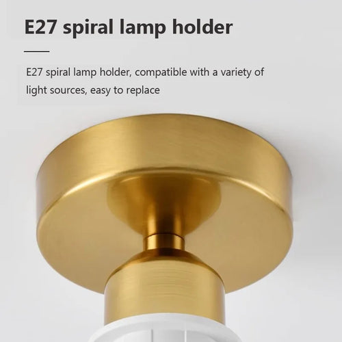 Plafonnier LED en verre nordique rétro crème décor lampe or E27 éclairage pour allée couloir salon luminaires d'intérieur Lustre - vue 9 sur 9