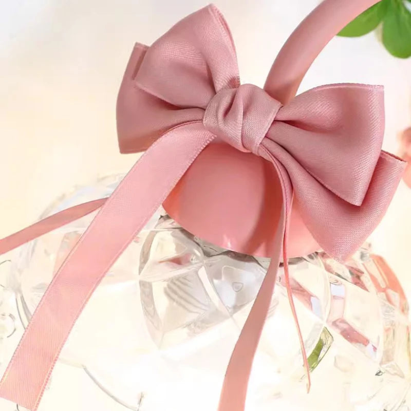 applique murale princesse en verre cristal avec nœud rose - vue 5 sur 8