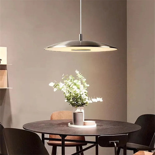 suspension scandi simple design ovni lumière décoration maison argent - vue 6 sur 6