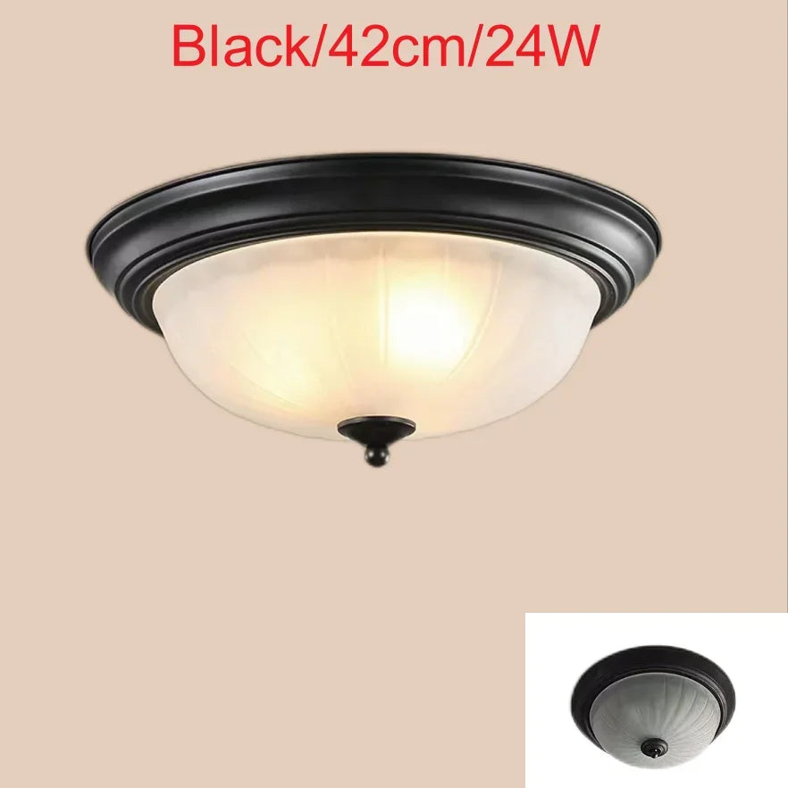 Plafonnier rond or/noir/Bronze plafonnier verre dépoli pour couloir salon cuisine LED lumineuse éclairage 110/220V - vue 10 sur 18