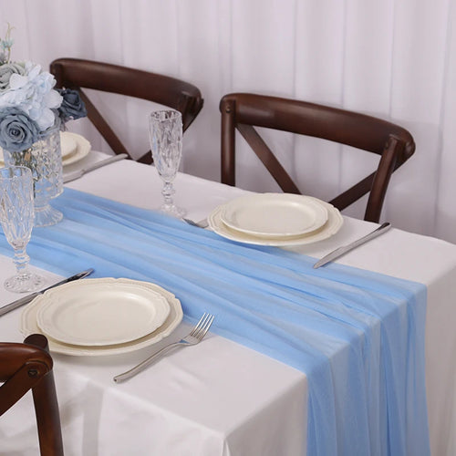 Chemin de table mousseline boheme transparent lot 4