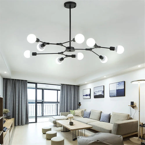 lustre moderne spoutnik satellite lampe suspendue 3 6 9 branches - vue 7 sur 12