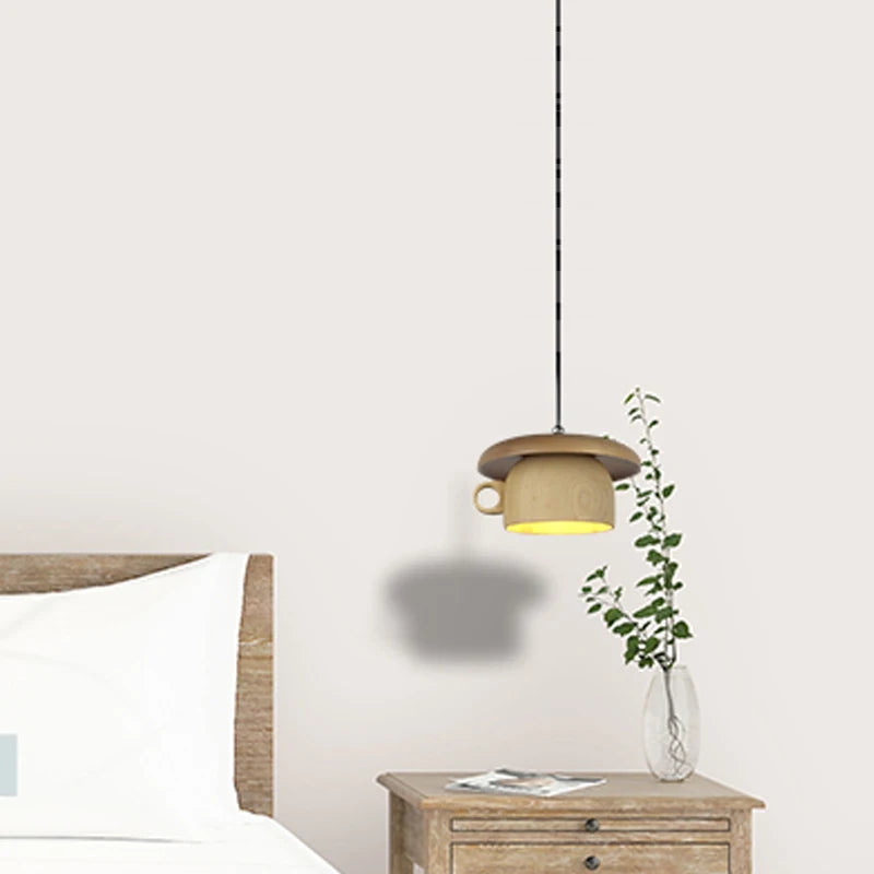 Creative bois tasse suspension moderne salle à manger suspension lampe cuisine luminaires éclairage intérieur décor à la maison Loft Luminaire - vue 3 sur 8