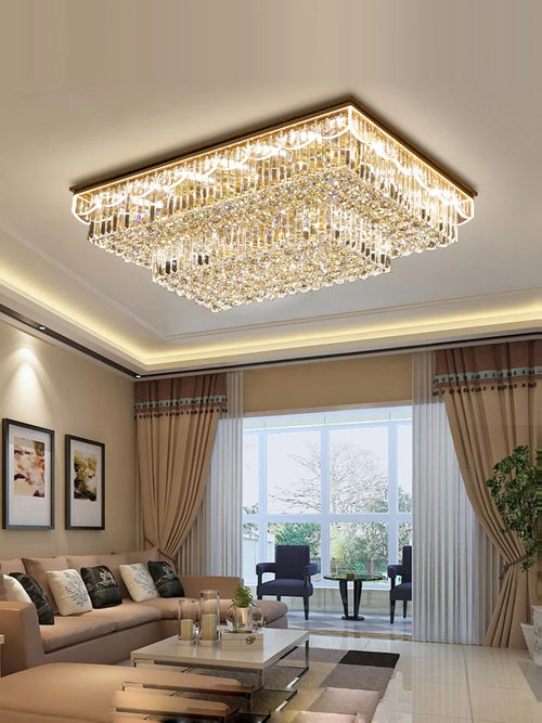 plafonnier led variable en cristal et acier inoxydable pour intérieur moderne - vue 7 sur 12