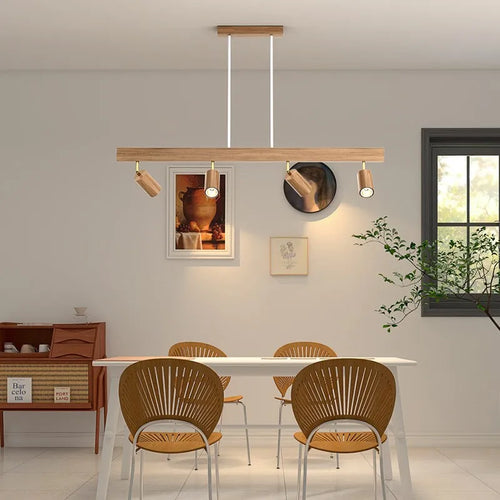 Nordique LED suspension en bois lampes de décoration de la maison 2-5 tête projecteur rotatif Restaurant salon étude Bar lampes Lustre - vue 3 sur 10