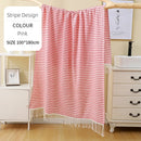 Serviette de plage turque rayures pompons sauna spa