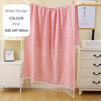 Serviette de plage turque rayures pompons sauna spa