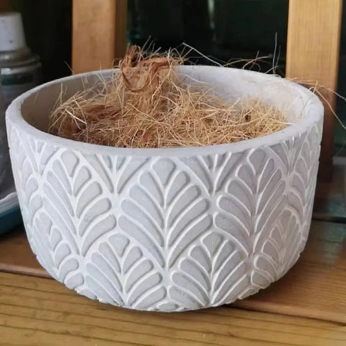 moule en silicone pour pot de fleurs béton motif feuilles - vue 2 sur 6