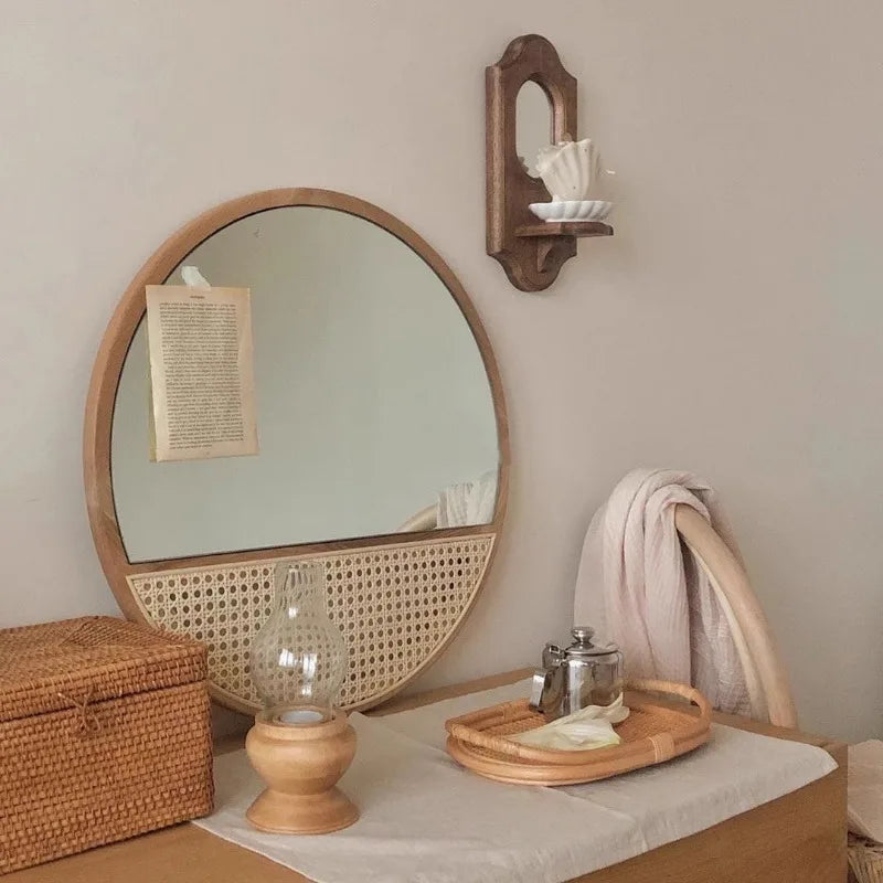 miroir de maquillage rétro style chinois suspendu décoratif pour intérieur - vue 4 sur 6