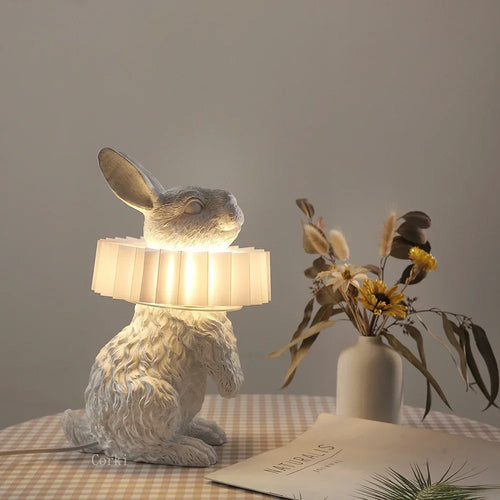 lampe de chevet lapin en résine style nordique décorative et moderne - vue 3 sur 15